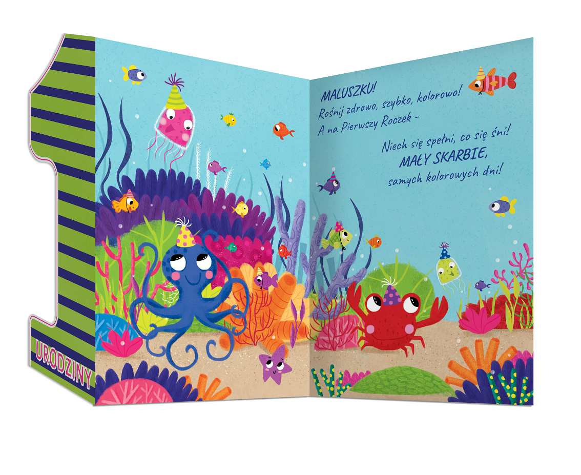 Greeting Card A5 card with flap, first birthday, Seahorse, 1 pc.